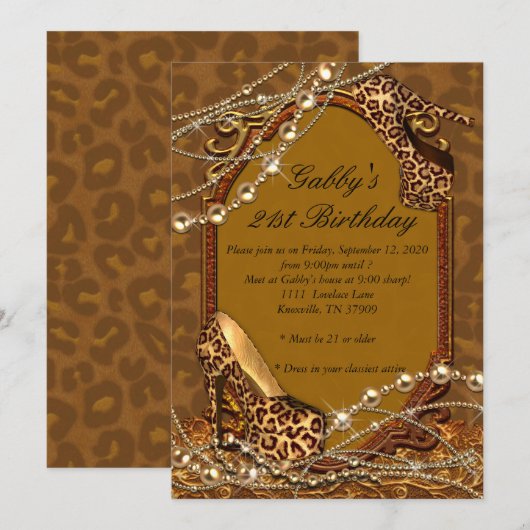 21e verjaardag Uitnodiging, uitnodiging voor drukw (Voorkant / Achterkant)