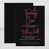 21e Verjaardag uitnodiging, voor meisje Uitnodigen Kaart (Voorkant / Achterkant)