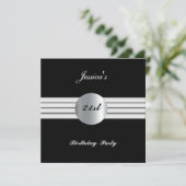 21e verjaardag Uitnodiging zwart (Staand voorkant)