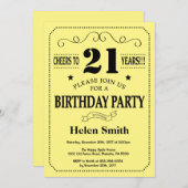 21e verjaardag Uitnodiging zwart-geel (Voorkant / Achterkant)