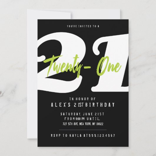 21e verjaardag uitnodigingen (Voorkant)