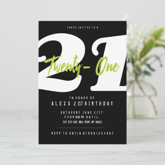 21e verjaardag uitnodigingen (Staand voorkant)