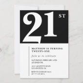 21e verjaardag uitnodigingen Black White Elegant (Voorkant)