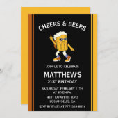 21e verjaardag uitnodigingen Cheers en bieren Grap (Voorkant / Achterkant)