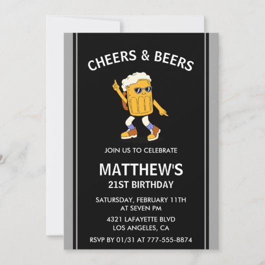 21e verjaardag uitnodigingen Cheers en bieren Grap (Voorkant)