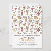 21e verjaardag uitnodigingen Cocktail Pattern Mode (Voorkant)