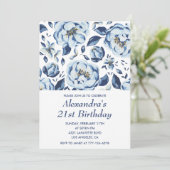 21e verjaardag uitnodigingen Elegant Bloemen (Staand voorkant)