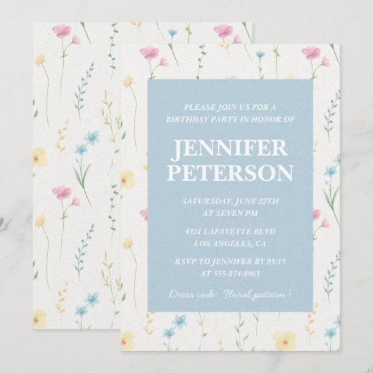 21e verjaardag uitnodigingen Floral Boho Elegant (Voorkant / Achterkant)