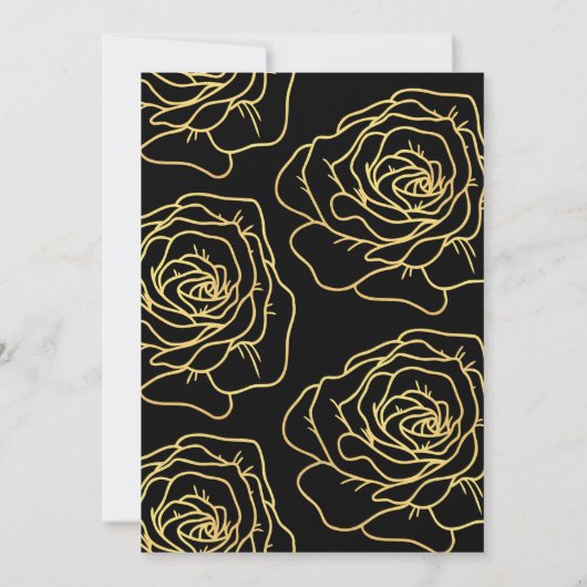 21e verjaardag uitnodigingen Gold Black Flowers (Achterkant)