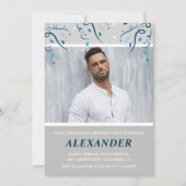 21e verjaardag uitnodigingen Mannen Confetti Foto  (Voorkant)