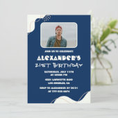 21e verjaardag uitnodigingen Mannen Foto Eenvoudig (Staand voorkant)