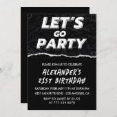 21e verjaardag uitnodigingen Mannen Zwart Wit (Voorkant / Achterkant)