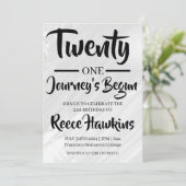 21e verjaardag uitnodigingen Modern zwart-wit (Staand voorkant)