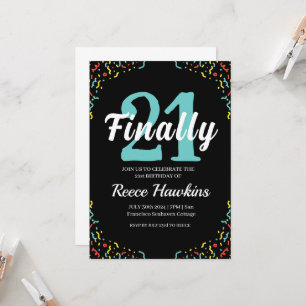 21e verjaardag uitnodigingen Modern zwart-wit