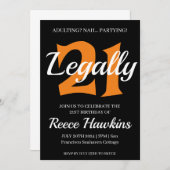 21e verjaardag uitnodigingen Modern zwart-wit (Voorkant / Achterkant)