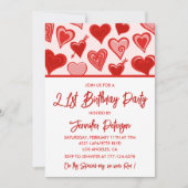 21e verjaardag uitnodigingen Red Pink Hearts (Voorkant)