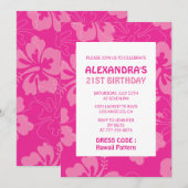 21e verjaardag uitnodigingen Tropical Hawaii Pink (Voorkant / Achterkant)