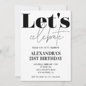 21e verjaardag uitnodigingen Typografie Black Whit (Voorkant)