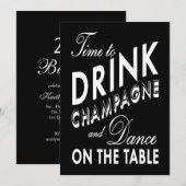 21e verjaardag Uitnodigingtijd om Champagne te Dri Kaart (Voorkant / Achterkant)