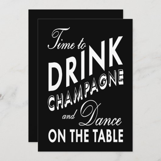 21e verjaardag Uitnodigingtijd om Champagne te Dri Kaart (Voorkant / Achterkant)