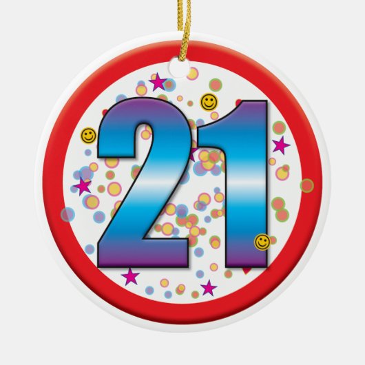 21e verjaardag v2 keramisch ornament (Voorkant)