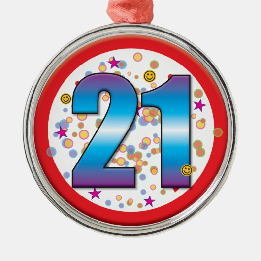 21e verjaardag v2 metalen ornament (Voorkant)
