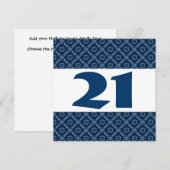 21e verjaardag van Blauwe Diamanten en vierkantjes Kaart (Voorkant / Achterkant)