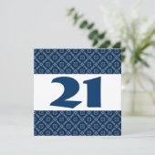 21e verjaardag van Blauwe Diamanten en vierkantjes Kaart (Staand voorkant)