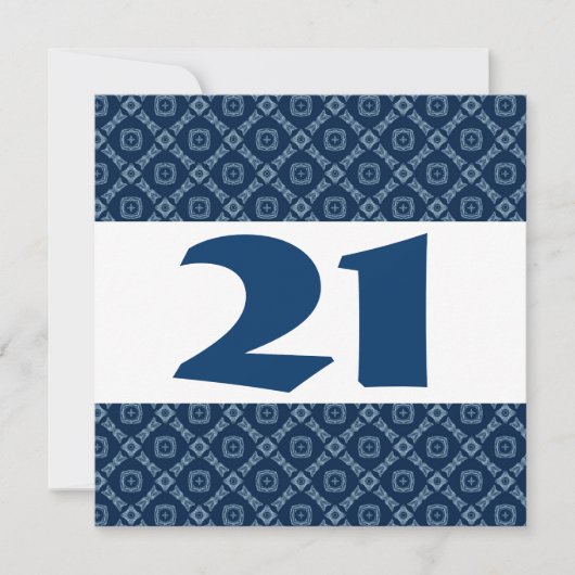 21e verjaardag van Blauwe Diamanten en vierkantjes Kaart (Voorkant)