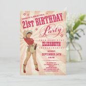 21e verjaardag van Cowgirl Kaart (Staand voorkant)