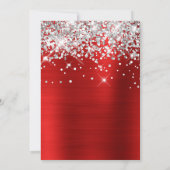 21e verjaardag van de ballon Red and Silver Glitte Kaart (Achterkant)