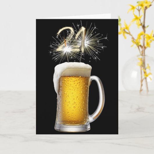 21e verjaardag van de bier en de Sparklers Kaart (Gele Bloem)