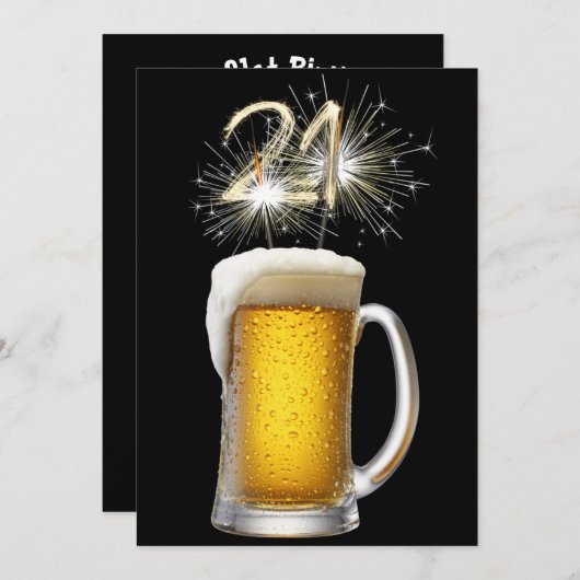 21e verjaardag van de bier en de Sparklers Kaart (Voorkant / Achterkant)
