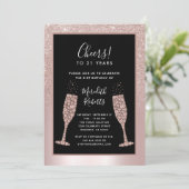21e verjaardag van de "Blush Glitter Champagne Toa Kaart (Staand voorkant)