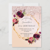 21e verjaardag van de boeroendese bloemen roos gou kaart (Voorkant)