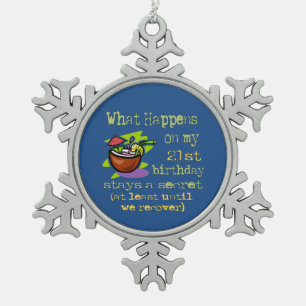 21e verjaardag van de cadeautjes van de partij Bir Tin Sneeuwvlok Ornament