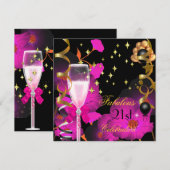 21e verjaardag van de Champagne Gold Pin Celebrati Kaart (Voorkant / Achterkant)