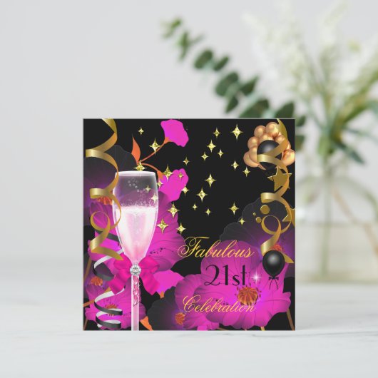 21e verjaardag van de Champagne Gold Pin Celebrati Kaart (Staand voorkant)