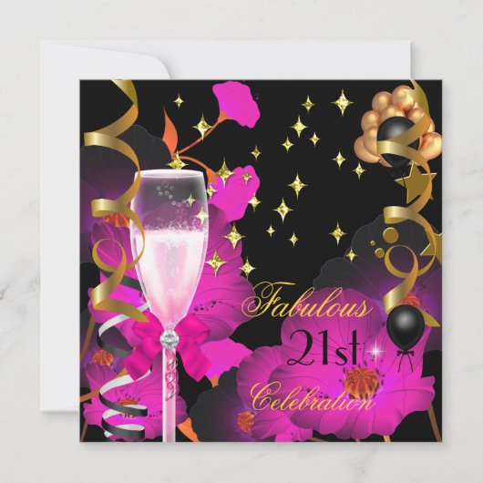 21e verjaardag van de Champagne Gold Pin Celebrati Kaart (Voorkant)