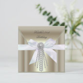 21e verjaardag van de Cream Gold Pearl Jewel Kaart (Staand voorkant)