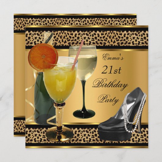 21e verjaardag van de Drink van de Leopard-partij Kaart (Voorkant / Achterkant)