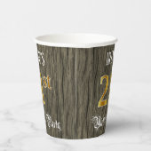 21e verjaardag van de Faux Gold & Faux Wood Papieren Bekers (Rechts)