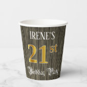 21e verjaardag van de Faux Gold & Faux Wood Papieren Bekers (Voorkant)