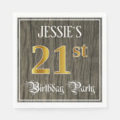 21e verjaardag van de Faux Gold & Faux Wood Servet (Voorkant)