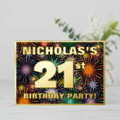 21e verjaardag van de feestdag — Fun, kleurrijke F Folie Uitnodiging (Staand Voorkant)