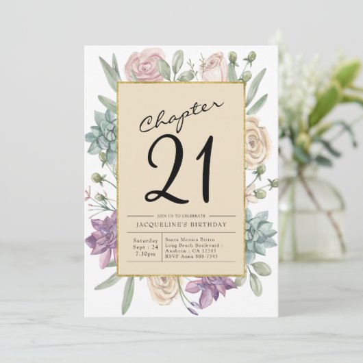 21e verjaardag van de Floral-verrassingspartij Kaart (Staand voorkant)