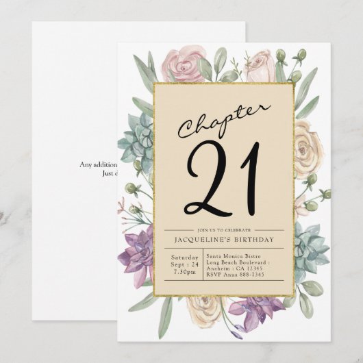 21e verjaardag van de Floral-verrassingspartij Kaart (Voorkant / Achterkant)