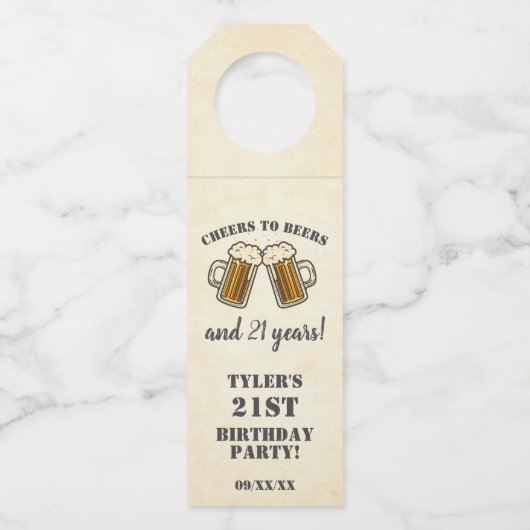 21e verjaardag van de geelroer voor bier flessenhanger (Voorkant)