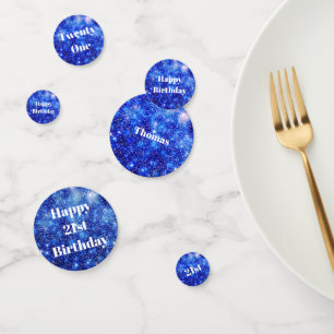 21e verjaardag van de gepersonaliseerde blauwe gla confetti