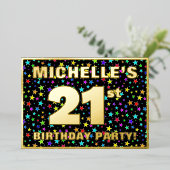 21e verjaardag van de gevechtsdag - vun, kleurrijk folie uitnodiging (Staand Voorkant)
